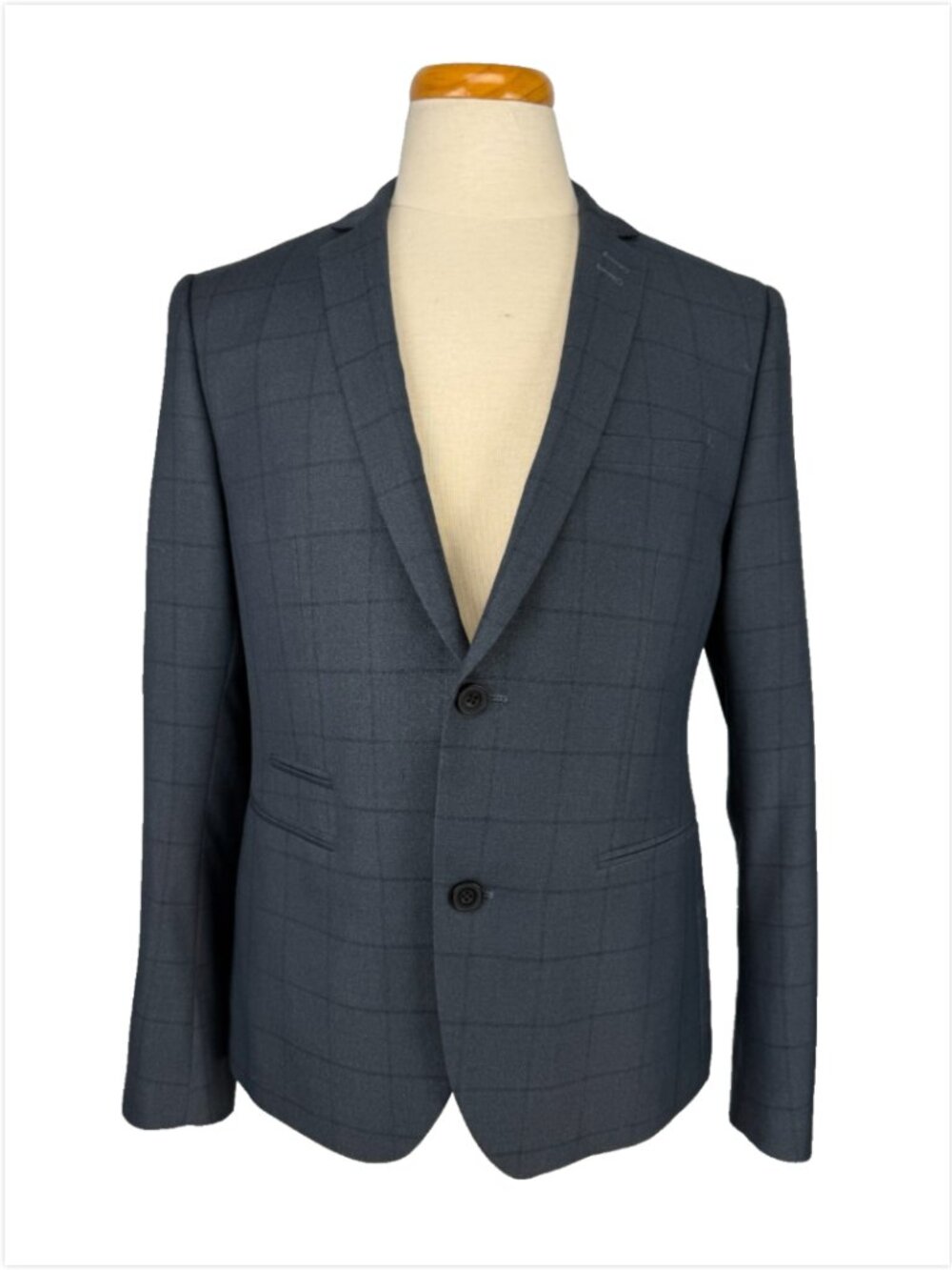CASUAL FRIDAY Two Tone Window Pane BLUE GREY Slim Fit Blazer Size EU 52 US 42